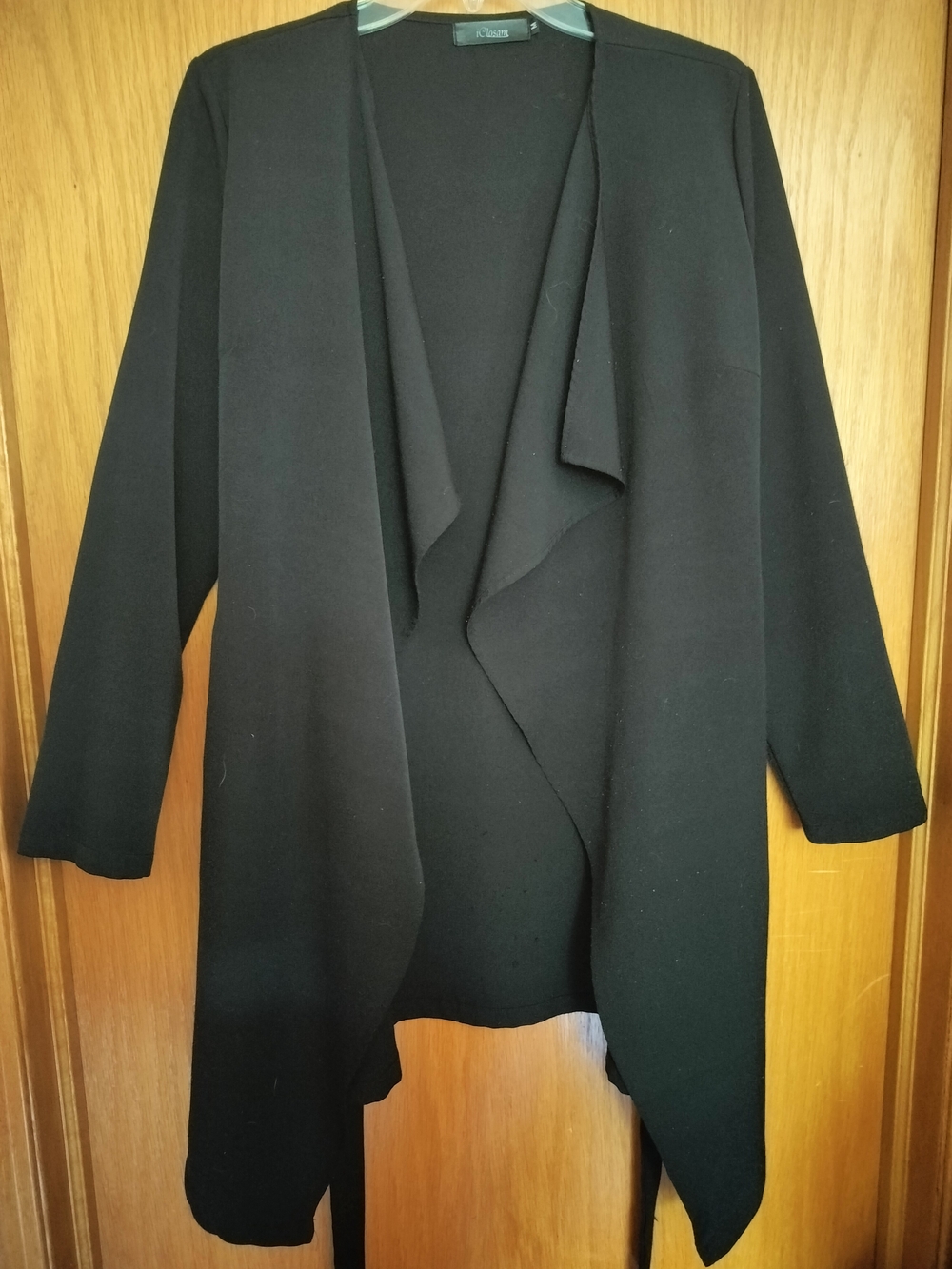 iClosam Black Open Front Draped Flowy Cardigan Long Sleeve Size Medium